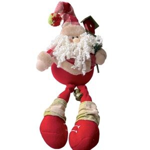 Rustic Santa Claus Plush Christmas Decoration - 14” Hanging Legs EUC
